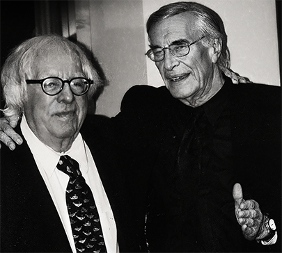 Martin Landau with arm around Ray Bradbury